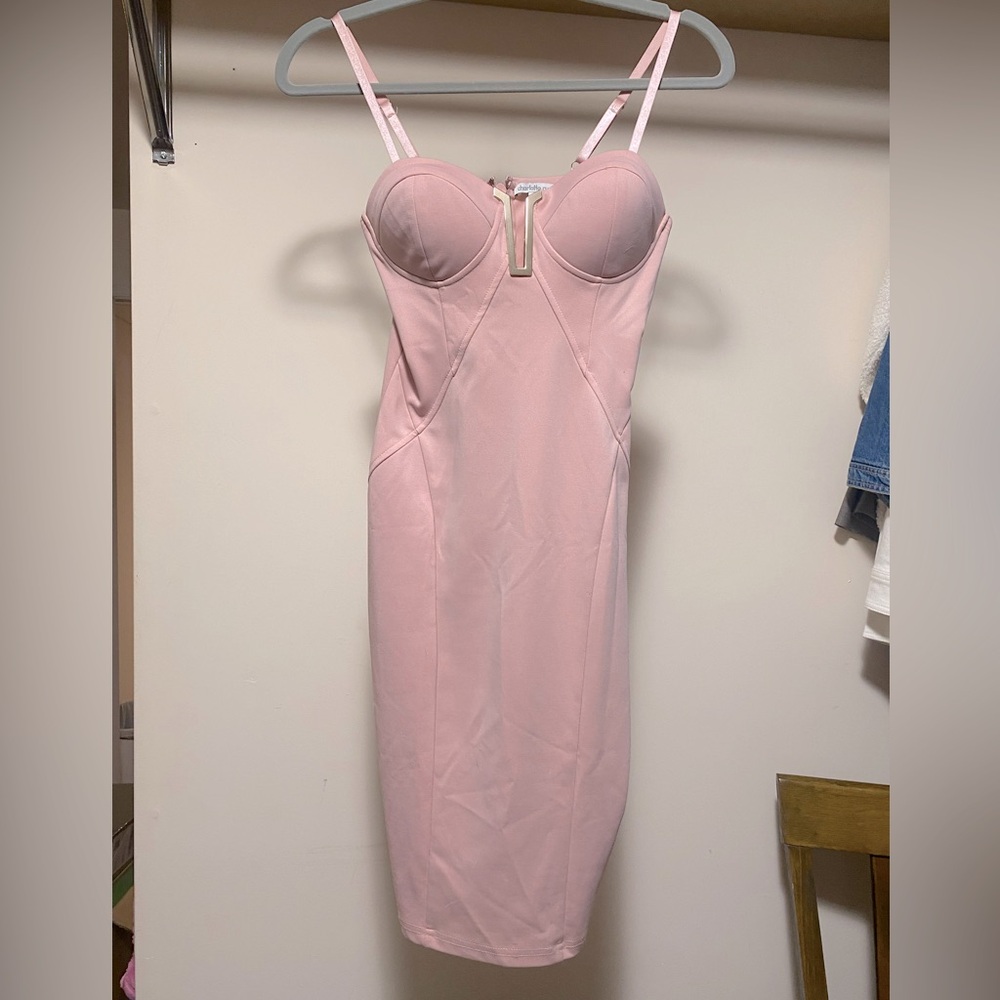 Charlotte Russe Pink bustier midi dress.